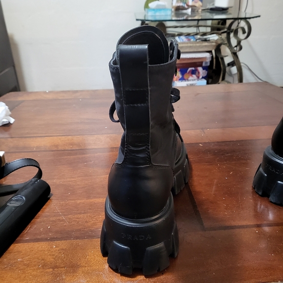 Prada Monolith Leather and Re-Nylon Boots with Pouch - Picture 12 of 16